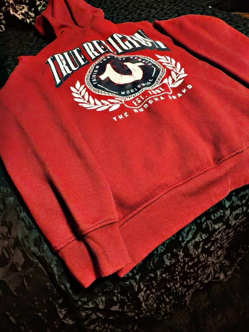 True Religion Red Crewneck Sweatshirt with Logo Graphic